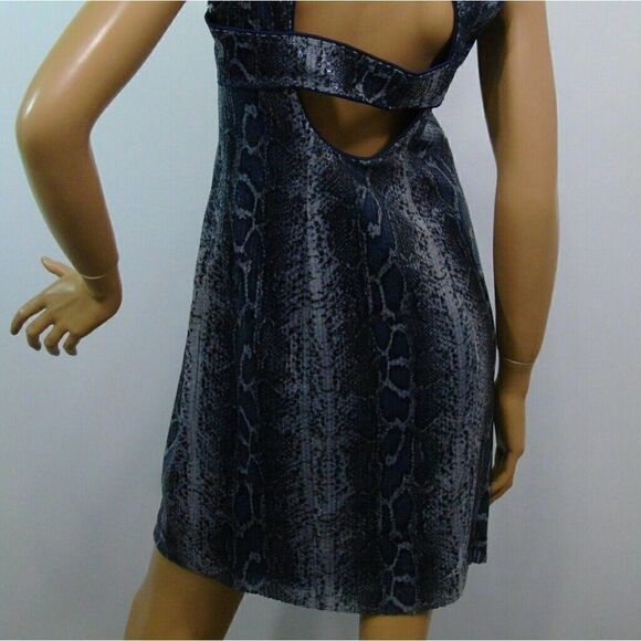 Sequined Python Print Cut Out Party Dress - Picture 4 of 8